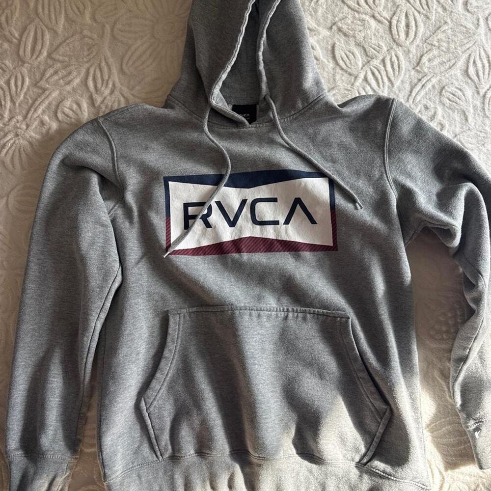 Grey rvca hoodie with red